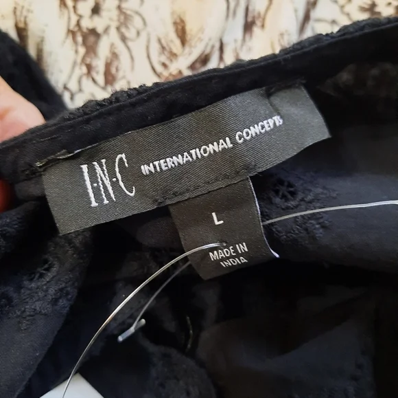 NWT I.N.C. Tank Top Embroidery Elegant Black Sleeveless Top Large - Picture 2 of 13